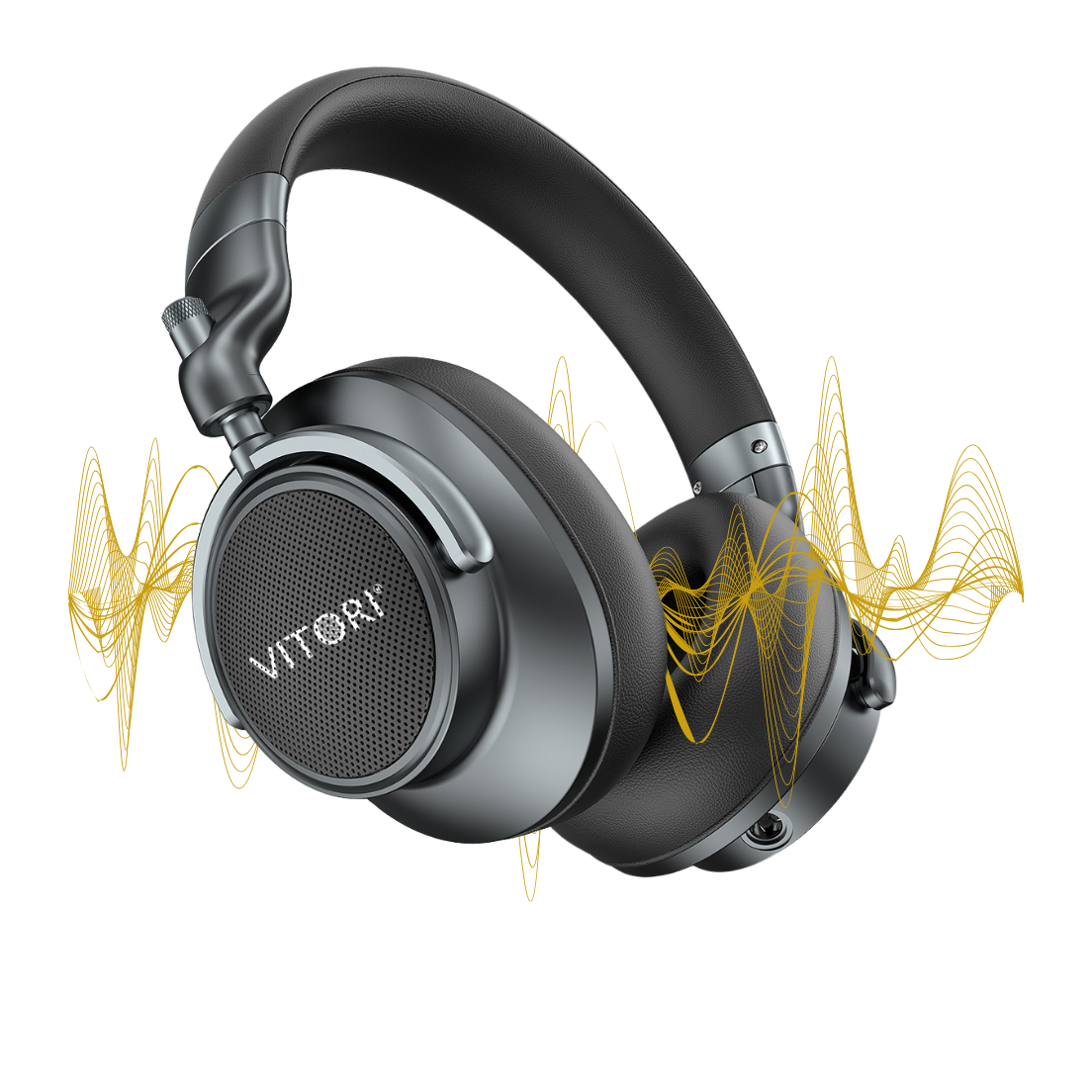 VITORI NOX Over-Ear-Frequenzkopfh&ouml;rer in Schwarz mit goldenen Schallwellen